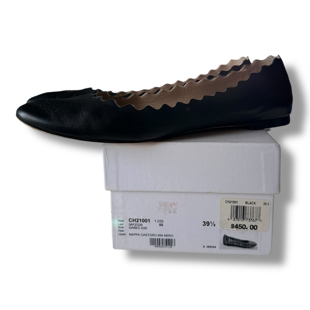 Chloé Lauren Leather Ballet Flats Shoes in Black Size 39.5 US 9 - Picture 2 of 8